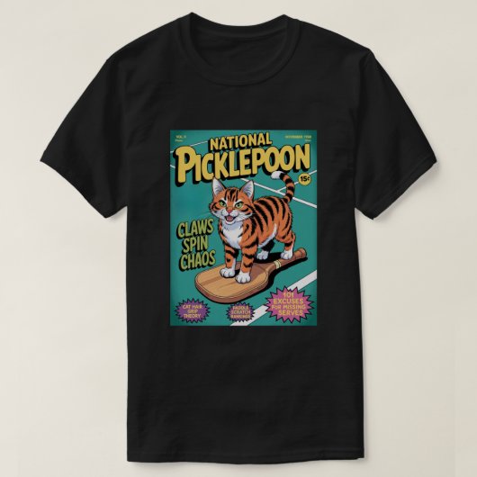 Funny Pickleball Claws Spin Chaos Cat Paddle T-shirt (Design voorkant)
