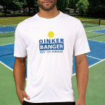 Funny Pickleball Dinker of Banger Keep Em Guining T-shirt<br><div class="desc">Grappig pickleball-shirt dat Dinker Banger leest,  hou Em Guessing. Maakt een perfect cadeau voor de pickleball enthousiast - geweldig voor de toernooi - omdat je tegenstanders ervan houdt te veronderstellen.</div>