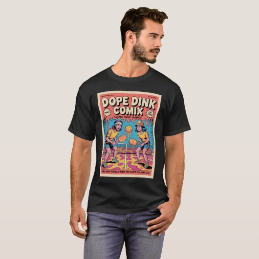Funny Pickleball Dope Dink Comix Poster T-shirt (Voorkant volledig)