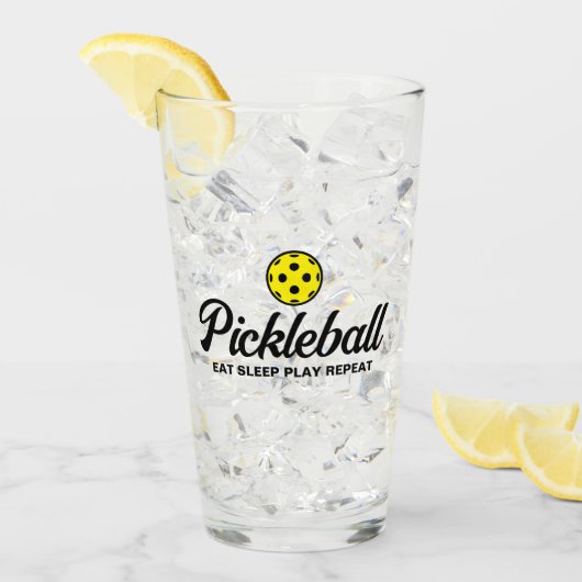 Funny pickleball drink cadeau voor moeder of vader glas (Voorkant ijs)
