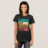 Funny Pickleball, Eat Sleep Pickleball, herhaal T-shirt (Voorkant volledig)