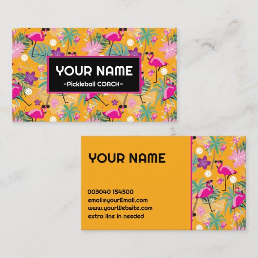 Funny Pickleball Famingos Visitekaartje (Voorkant / Achterkant)