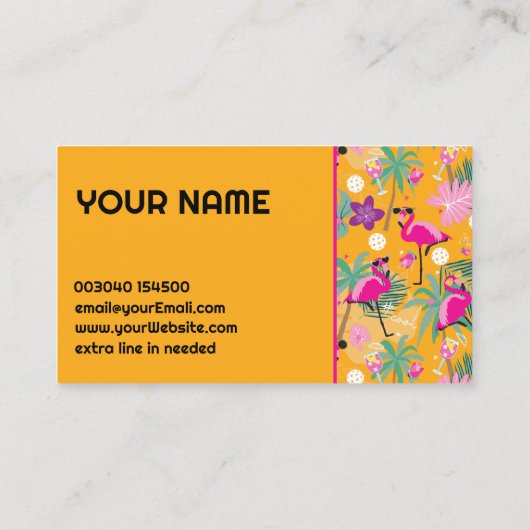 Funny Pickleball Famingos Visitekaartje (Achterkant)