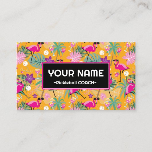 Funny Pickleball Famingos Visitekaartje (Voorkant)