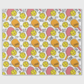 Funny Pickleball Graphic in Roze Sinaasappel Cadeaupapier (Vlak)