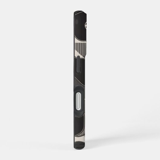 Funny Pickleball Grayscale Paddle Pattern iPhone 16 Hoesje (Rechterkant)