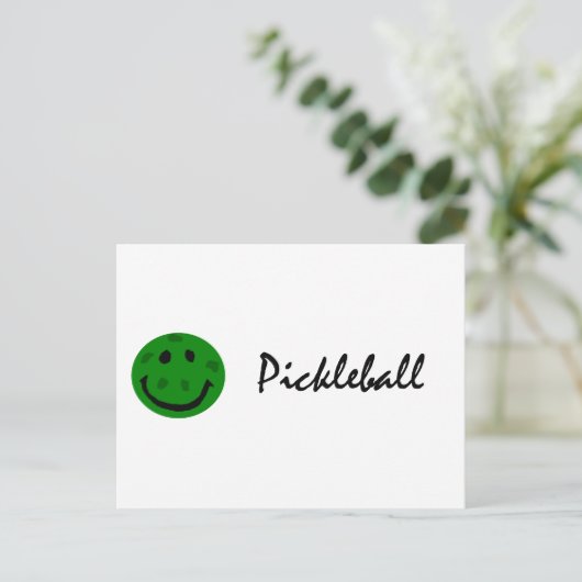 Funny Pickleball Green Face Briefkaart (Staand voorkant)