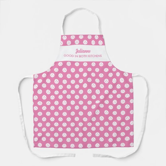 Funny Pickleball Humor gepersonaliseerde tekst roz Schort (Voorkant)