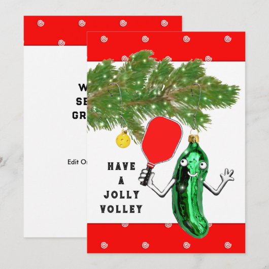 Funny Pickleball-Kaart voor kerstmis Feestdagenkaart (Voorkant / Achterkant)