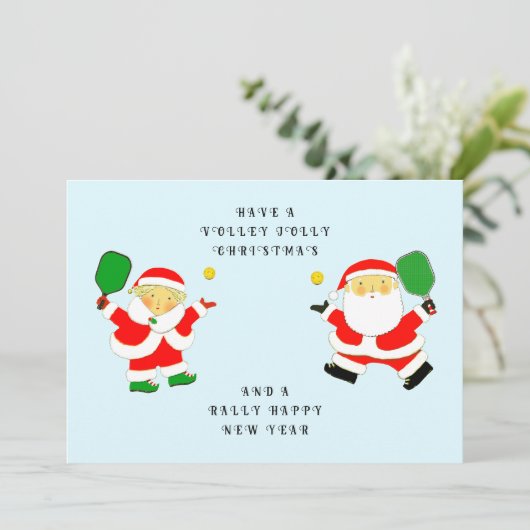 Funny Pickleball-kerstkaarten Feestdagenkaart (Staand voorkant)