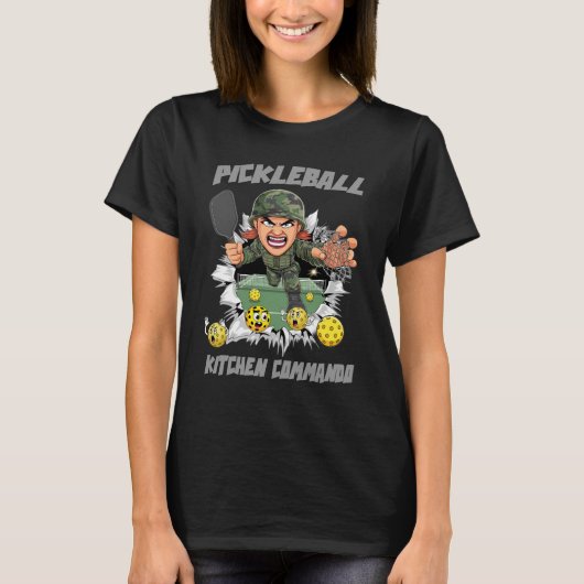 Funny Pickleball Kitchen Commando Mascot T-shirt (Voorkant)