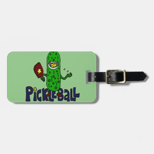 Funny Pickleball Monster Cartoon Bagagelabel (Voorkant horizontaal)