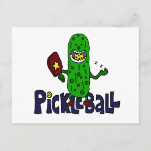 Funny Pickleball Monster Cartoon Briefkaart