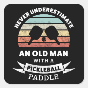 Funny Pickleball Paddle Gift voor opa Vierkante Sticker