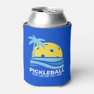 Funny Pickleball Palm Tree Sun aangepaste tekst Blikjeskoeler