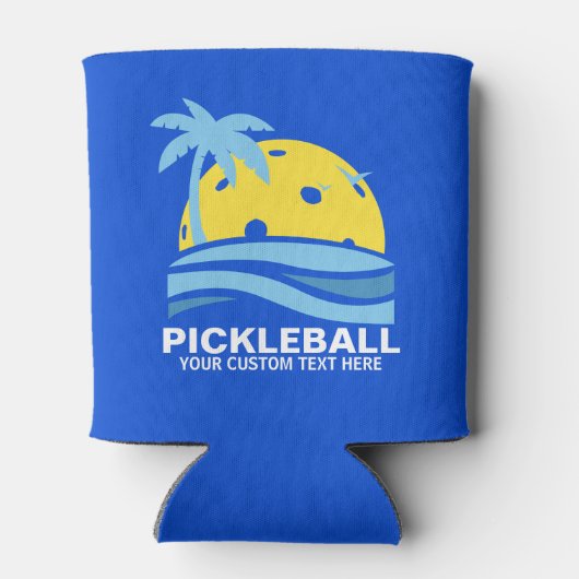 Funny Pickleball Palm Tree Sun aangepaste tekst Blikjeskoeler (Achterkant)