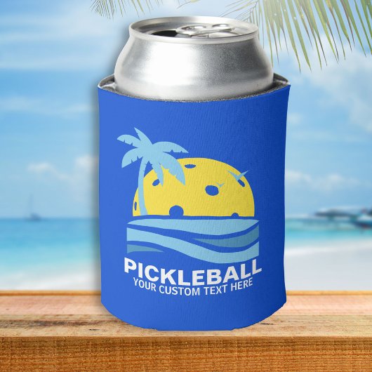 Funny Pickleball Palm Tree Sun aangepaste tekst Blikjeskoeler