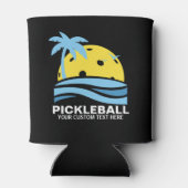 Funny Pickleball Palm Tree Sun Custom Text Black Blikjeskoeler (Achterkant)