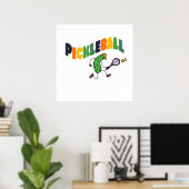 Funny Pickleball Pickle die Pickleball speelt Poster (Thuiskantoor)