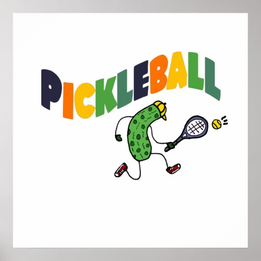 Funny Pickleball Pickle die Pickleball speelt Poster (Voorkant)