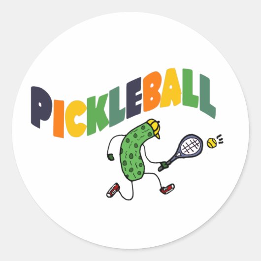 Funny Pickleball Pickle die Pickleball speelt Ronde Sticker (Voorkant)