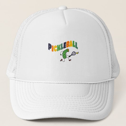 Funny Pickleball Pickle die Pickleball speelt Trucker Pet (Voorkant)