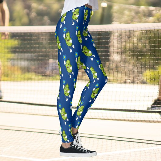 Funny Pickleball Pickle Holding Paddle en Ball Leggings