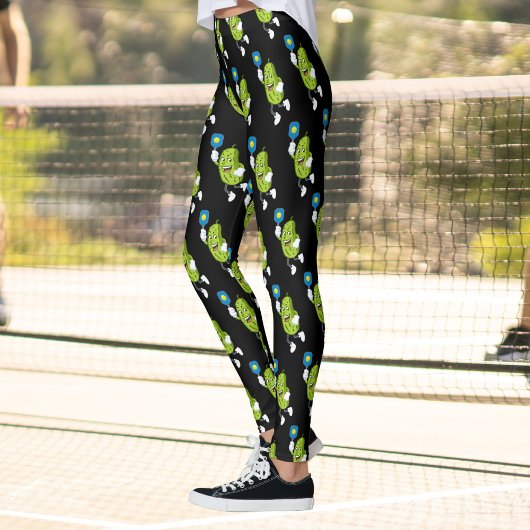 Funny Pickleball Pickle Holding Paddle en Ball Leggings