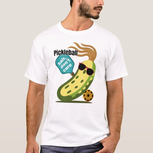 Funny Pickleball | Pickleball Hair Don’t Care T-shirt (Voorkant)
