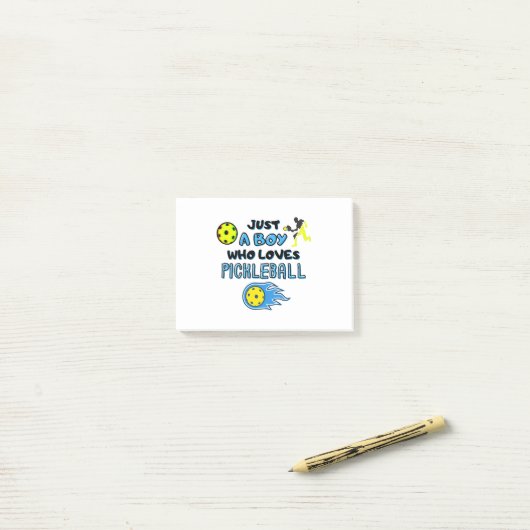 Funny Pickleball Player Just A Boy Who Loves Pickl Post-it® Notes (Op bureau)