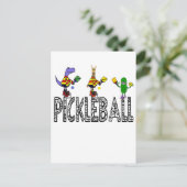 Funny Pickleball Players Animals Cartoon Briefkaart (Staand voorkant)