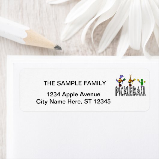 Funny Pickleball Players Animals Cartoon Etiket (Insitu)