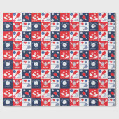 Funny Pickleball Red White Blue Pattern Cadeaupapier (Vlak)