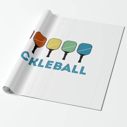 Funny Pickleball Retro Cadeaupapier (Uitgerold)