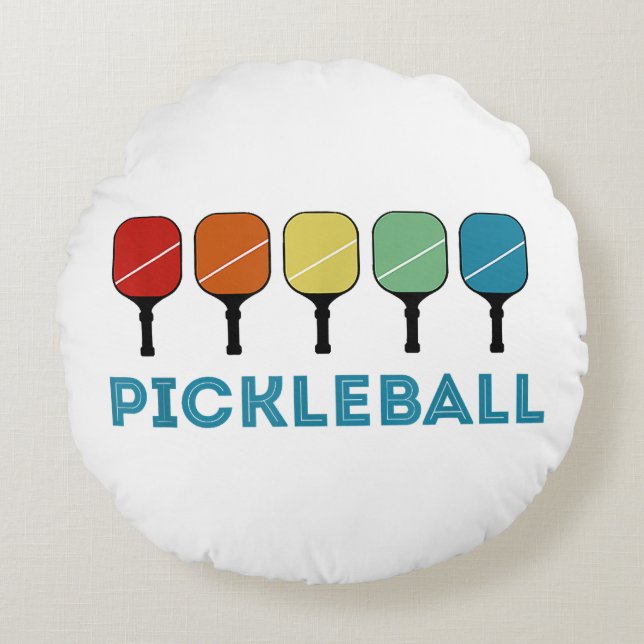 Funny Pickleball Retro  Rond Kussen (Voorkant)