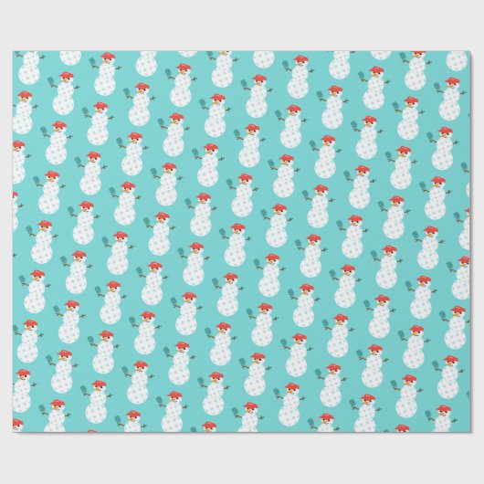 Funny Pickleball Snowman Holiday Wrapping Paper Cadeaupapier (Vlak)