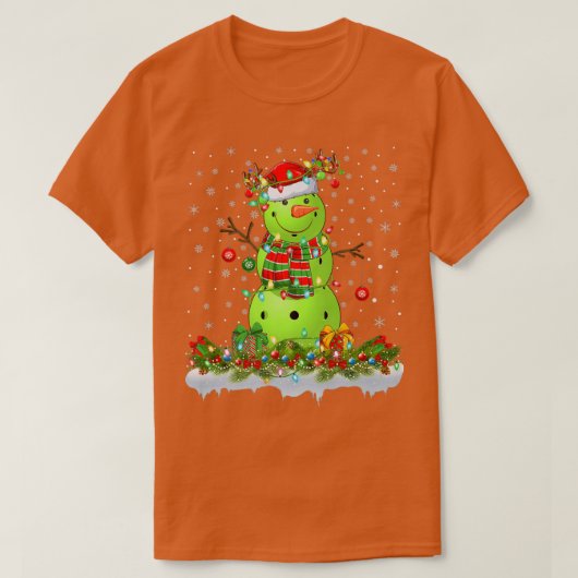 Funny Pickleball Snowman Xmas Lights Pickleball Ch T-shirt (Design voorkant)