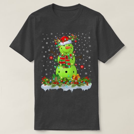 Funny Pickleball Snowman Xmas Lights Pickleball Ch T-shirt (Design voorkant)