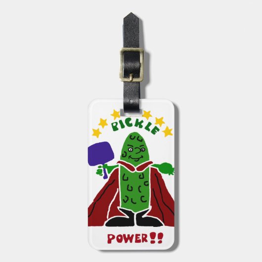 Funny Pickleball Super Hero Pickle Bagagelabel (Voorkant verticaal)