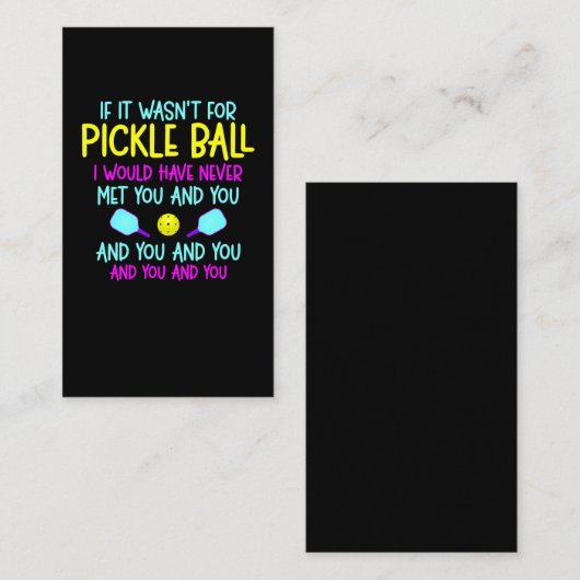 Funny Pickleball Team citeert Pickleball Player Visitekaartje (Voorkant / Achterkant)