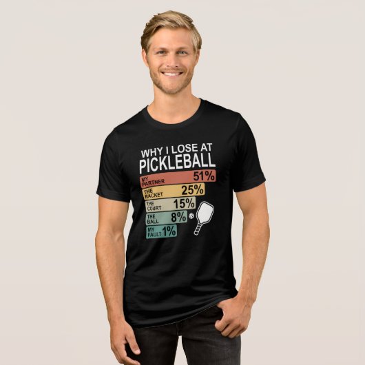 Funny Pickleball –Why I Lose At Pickleball Tri-Blend Shirt (Voorkant volledig)