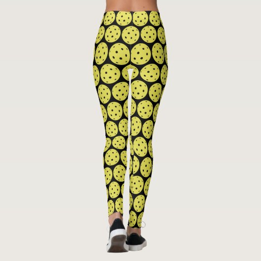 Funny Pickleball Yellow Ball en Black Sports Leggings (Achterkant)