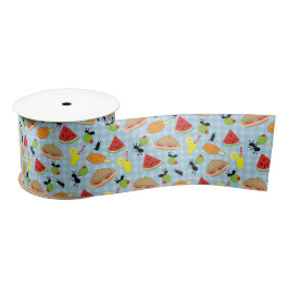 Funny Picnic Food Pattern Satijnen Lint