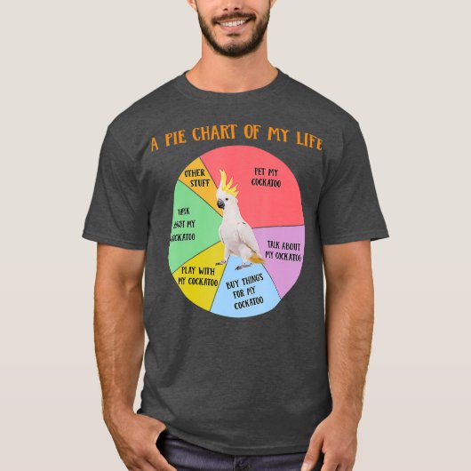 Funny Pie Chart of Life Cockatau Parrot Bird T-shirt (Voorkant)
