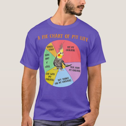 Funny Pie Chart of Life Cockatiel Parrot Bird T-shirt (Voorkant)