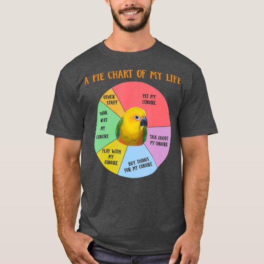Funny Pie Chart of Life Jenday Conure Parrot T-shirt (Voorkant)