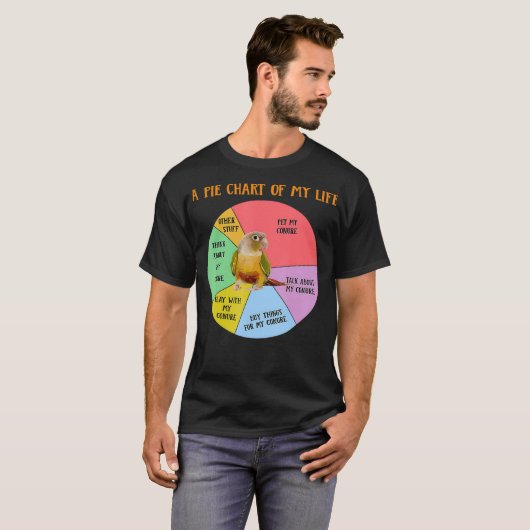 Funny Pie Chart of Life Pineapple Conure Parrot T-shirt (Voorkant volledig)