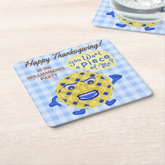 Funny Pie Pun Thanksgiving Feast Herfst Dinner Par Kartonnen Onderzetters (Schuin)