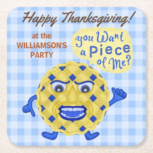 Funny Pie Pun Thanksgiving Feast Herfst Dinner Par Kartonnen Onderzetters (Voorkant)
