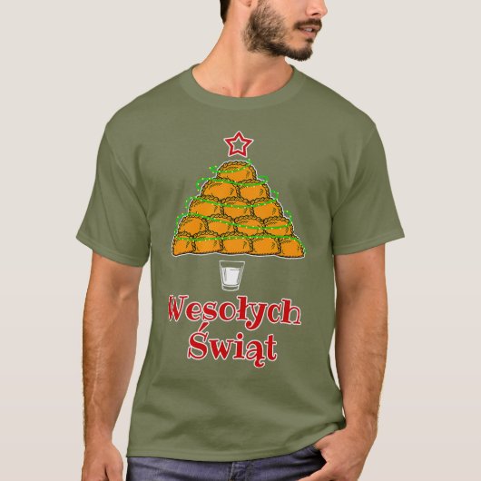 Funny Pierogi kerstboom Poolse tshirt (Voorkant)